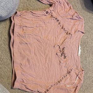 Hippie Rose Mauve Lace-Accent Blouse